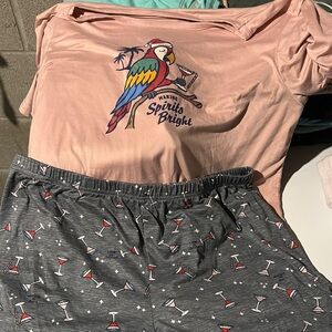 Life Is Good Pink and Gray Cozy Pajama Set